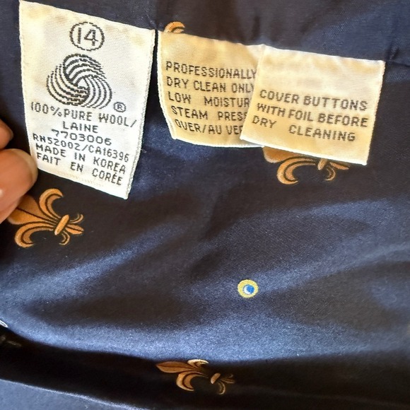 DANA BUCHMAN Navy Wool Double Breasted Blazer Shawl Collar Elegant Women's 14 - Picture 5 of 8